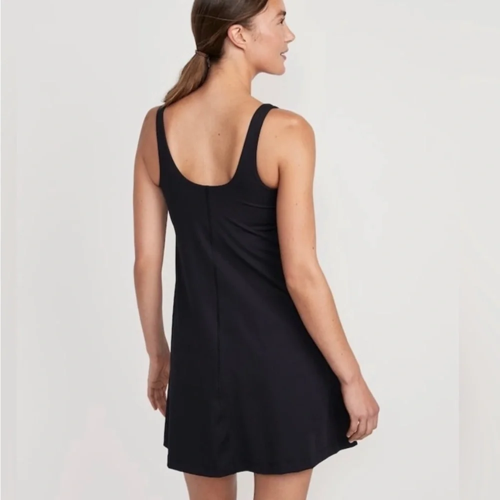 Old Navy Active PowerSoft Squareneck Black Exercise Dress - Picture 2 of 7